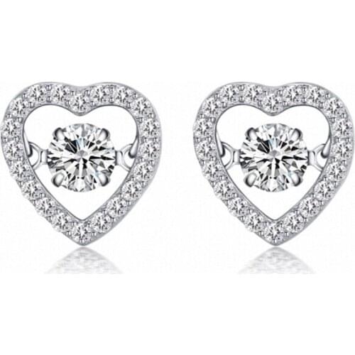 TRACYSWING New Sales AAA Zirconia Micro Inlays White Gold Color Heart Stud Earrings For Women Top Quality Wholesale #TW132892