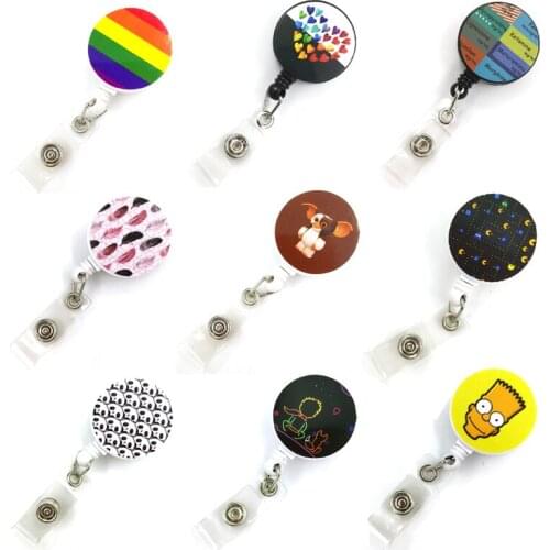 Cartoon Retractable Badge Reel Lanyard Nurse ID Business Credit Card Work Cards Badge Holder Office Student Clips Cover Holder
