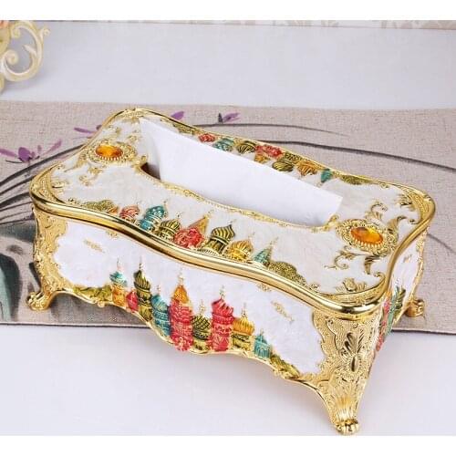 NEWYEARNEW Europe Alloy Tissue Box Creative Fashion Home Decoration Storage Tissue Holder Box Wedding Gift Free Shipping