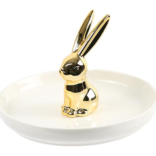 NEWYEARNEW 1piece Ceramic European Ring Jewelry Dish Pearl Storage Plate Package Home Decoration Wedding Birthday Gift