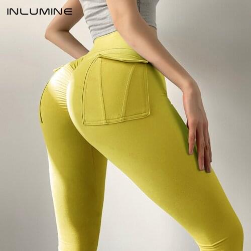 INLUMINE New Hip Lifting Yoga Pants Leggings Women Gym Clothing Fitness Sport Outdoor Running With Pockets Trousers For Women