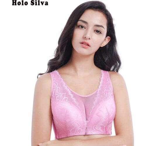 Femme Wireless Breatheable Vest Bra Lace Push Up Sexy Wire Free Bra Thin Cup No Padded Underwear Plus Size 95D 44D Sexy Lingerie