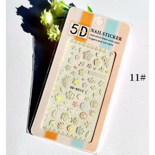 1Sheet White Embossed Flower Snowflake Lace 5D Sticker Decal Wedding Nail Art Designs Floral Butterfly Japanese Manicures Decor