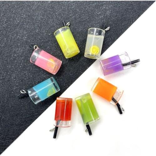 10pcs/pack Candy Mini Drink Bottle Resin Crystal Pendant Used for DIY Jewelry Making, Necklace Pendant, Earring Accessories