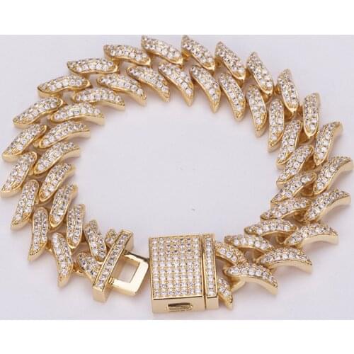 18mm Hip Hop Micro Paved AAA Cubic Zirconia Bling Iced Out Thorns Cuban Miami Link Chain Bangle Bracelet for Men Rapper Jewelry