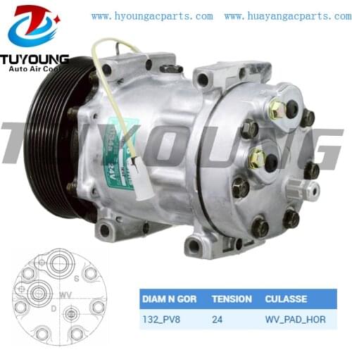 24V Compressor SD7H15 Car Aircon For VOLVO HD FH12 / FM12 Sanden 11104251 6028 8044 8176 3386861M1
