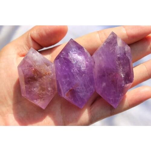 3pcs natural Amethyst purple quartz crystal wand point healing A1