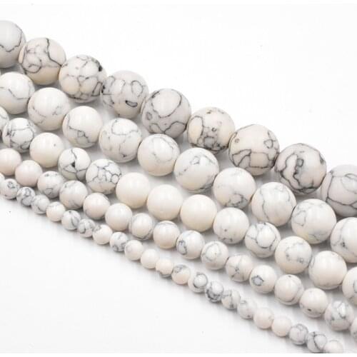 4-12mm Natural White Turquoises Stone Round Beads Loose Beads Wholesale for Jewelry Making Accessories DIY Free Shipping