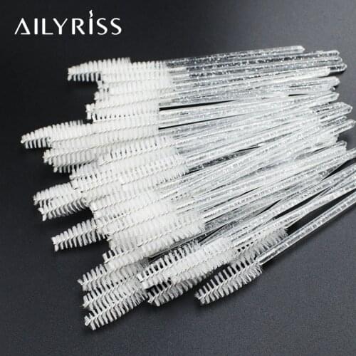 50Pcs Makeup brushes Disposable Crystal Eyebrow brush Diamond Handle Mascara Wand Applicator Eye Lashes Eyelash Extension Tool