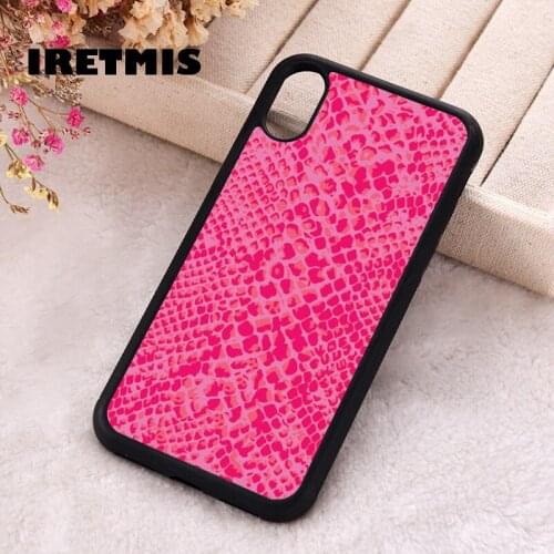 Iretmis 5 5S SE 2020 Phone Cover Case for iPhone 6 6S 7 8 Plus X Xs XR 11 12 Mini Pro Max Silicone TPU Pink Snake Print