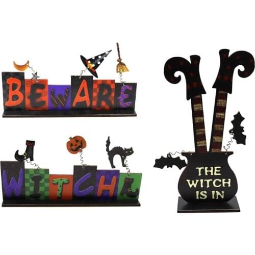 Letter Cartoon Halloween Wood Hanging Sign Wall Window Pendant Wooden Sign Haunted House Yard Home Party Decoration