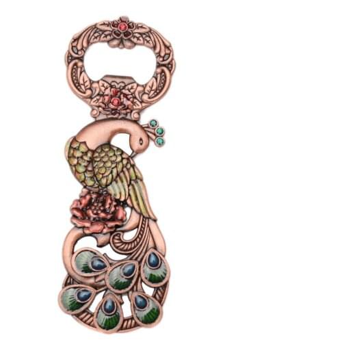 European retro peacock shape decoration metal beer bottle opener for my bottle bares juice dispenser KPQ005