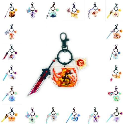 Genshin Impact Hu Tao Acrylic Keychain Collection Cosplay Barbara Gunnhildr Keyring Pendant Cute