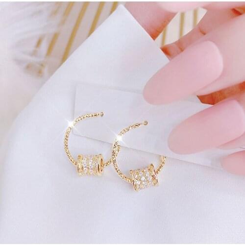 Temperament Small Waist Round Fashion Earrings Exquisite Shine 14k Real Gold Earrings For Women Luxury Wedding Accessories Gift