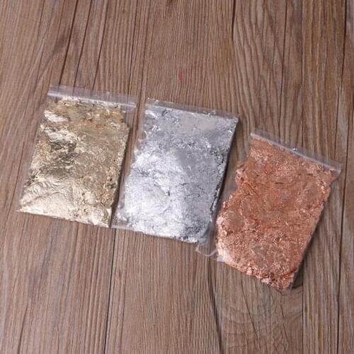 Gold Foil Flakes for Resin Metal Leaf Color Metallic Foil Flakes for Resin Art Painting and Crafts Nail Art