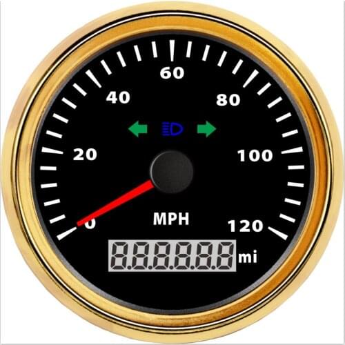 SAMDO 85mm Speed Gauge Odometer Speedometer With Turning Lamp High Beam Lamp 120 Mp/h Mph For Car Truck Vehicle