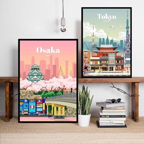Kyoto Osaka Tokyo Travel Canvas Painting Wall Art Nordic Posters and Prints Wall Pictures for Living Room Decoration Frameless