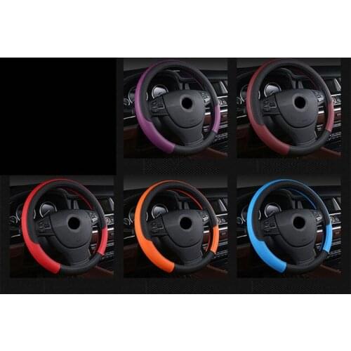 Leather Universal Car Steering-Wheel Cover 38Cm Car-Styling Sport Auto Steering Wheel Covers Anti-Slip Automotive Accessories