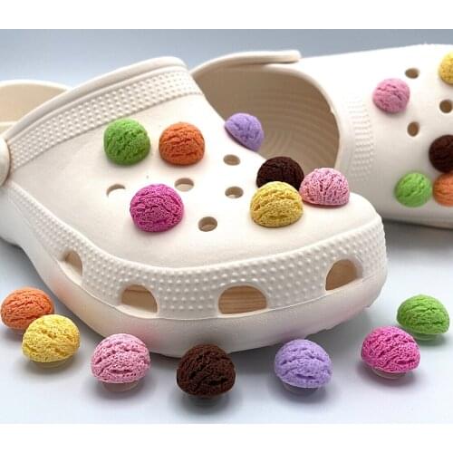 Cute Kawaii Simulation Ice Cream Resin JIBZ Decoration For Kids Croc Slippers Women DIY Clog Badge Accessories Girlfriend Gift