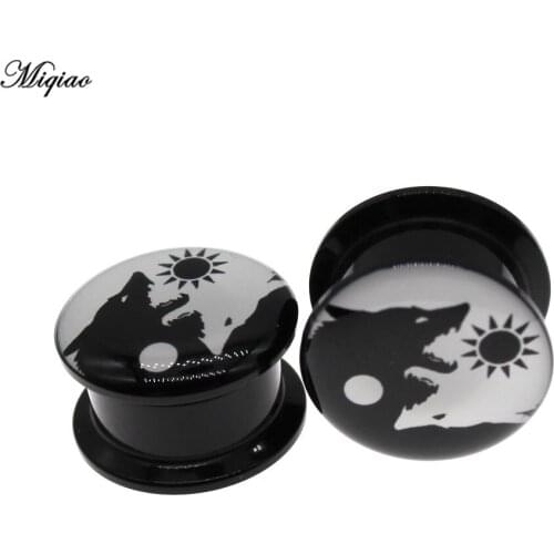 Miqiao 2pcs Fashion Creative Acrylic Double Horn Ear Expander Body Piercing Jewelry