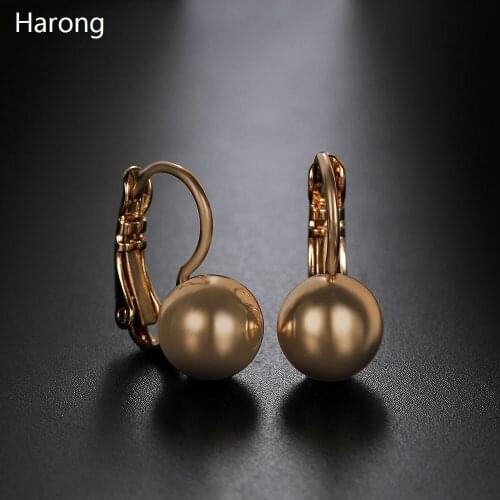 Fashion Copper Round Spherical Gold Stud Earings Luxury Small Cute Earring For Woman Aesthetic Wedding Party Jewelry Accessories