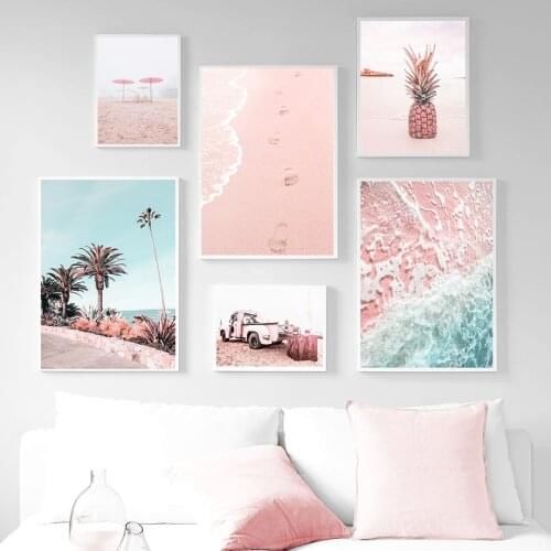 Sea Beach Coconut Tree Truck Pineapple Wall Art Canvas Painting Nordic Posters And Prints Wall Pictures For Living Room Decor