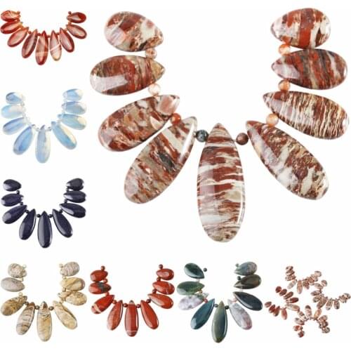 SUNYIK Gem Stone Loose Bead for Jewelry Making,Teardrop Shields Stone,9Pcs/Set