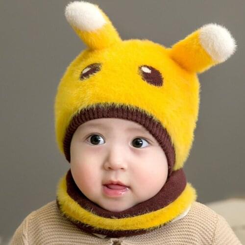 Newborn Baby Hat Scarf Set Cute Rabbit Warm Hats Autumn Winter Baby Toddler Beanie Soft Fur Cap Kids Scarves Cap