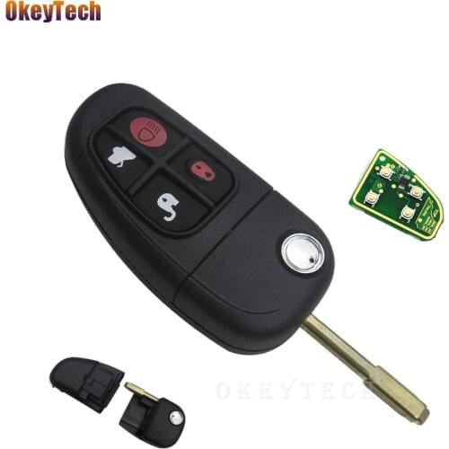 OkeyTech 4 Buttons Flip Folding 315/433mhz 4D60 Chip Remote Control Car Key Fob Replacement For Jaguar X-Type S-Type XJ XK Type