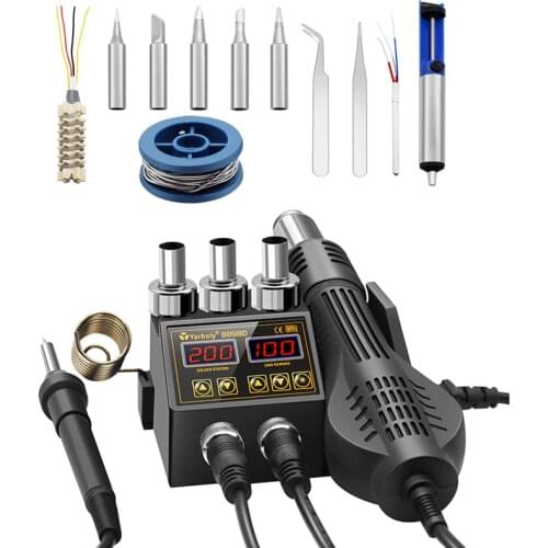 8898 8898D SMD Soldering Station Heat Electric Hot Air Gun 2 in 1 Display Electric Soldering Iron BGA Rework Welding Station