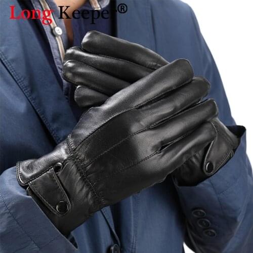 Long Keeper Mr Right Genuine Leather Gloves High Quality 2018 Man Winter Windproof luva Full Finger Glove Keep Warm guantes