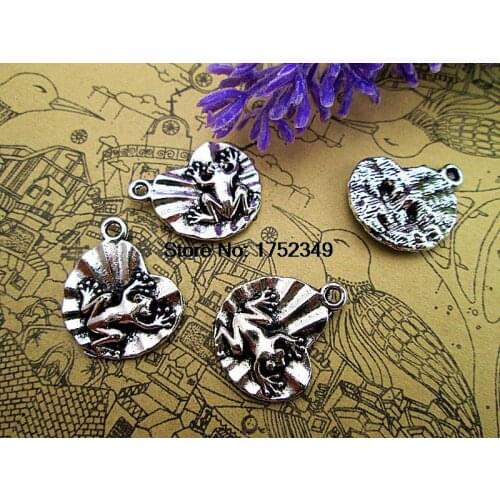 20pcs-- on a Lily Pad Charms, Antique silver tone on a Lily Pad Charms pendants 22x18mm