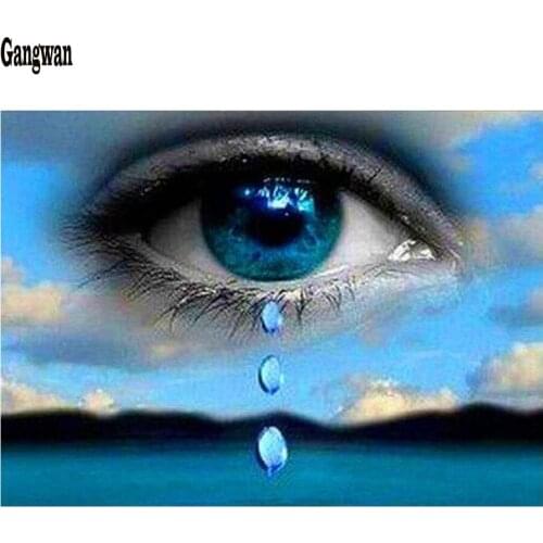 100% Full Square 5D diy Daimond Painting Cross-stitch Tears Eye&sea woman 3D Diamond Painting Round Rhinestones Paintings decor