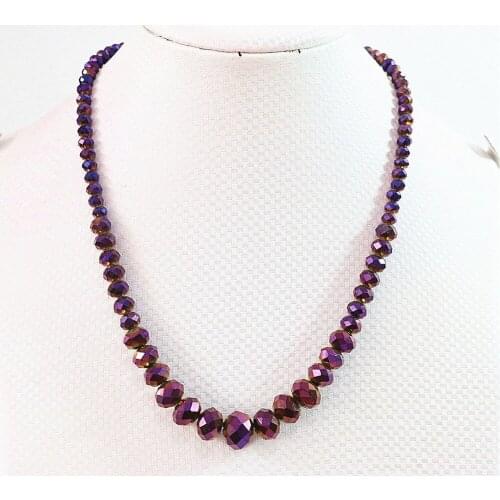 Purple crystal glass 6-14mm abacus faceted beads diy necklace 18"B641