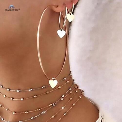 3 pcs/lot Three Golden Heart Big Hoop Earrings Set Ear Piercing Helix Piercing Tragus Cartilage Earring Clip Pircing Ear Jewelry