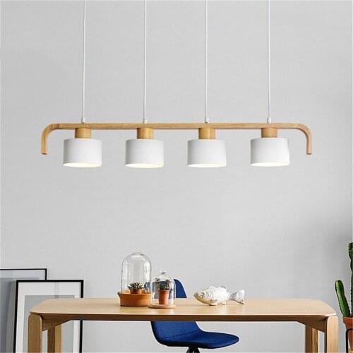 Modern LED Pendant Lights With Metal Lampshade For Dining Wooden Hanging Lamp E27 Wood Pendant Lamps Kitchen Luminaire