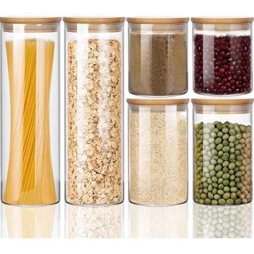 Glass Food Storage Containers Spices Transparent With Lids Cookie Kitchen For Sugar Candy Cookie Rice Spice Jars