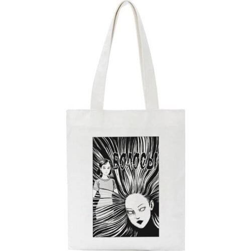 Japanese Harajuku Style Handbag Female Book Bag Funny Canvas High Capacity Women Bag Reusable Eco Shoulder Bags