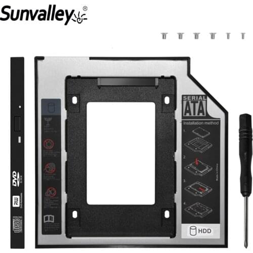 Sunvalley New 12.7mm Universal 2nd HDD Caddy 2.5" SSD HDD Case SATA 3.0 For Notebook Laptop