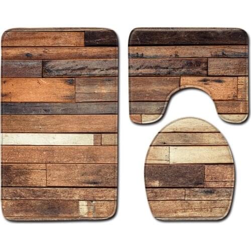 Wood grain plank texture pattern Bathroom mat Bath mat wc mat Bathroom Rugs baths bathroom products toilet mat set Bath mat mat