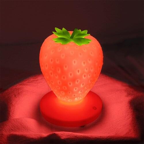 USB Portable Strawberry Cute Silicone Rechargeable Lamp Feeding Lamp Bedroom Led Lights Lighting Energy Saving Night Light