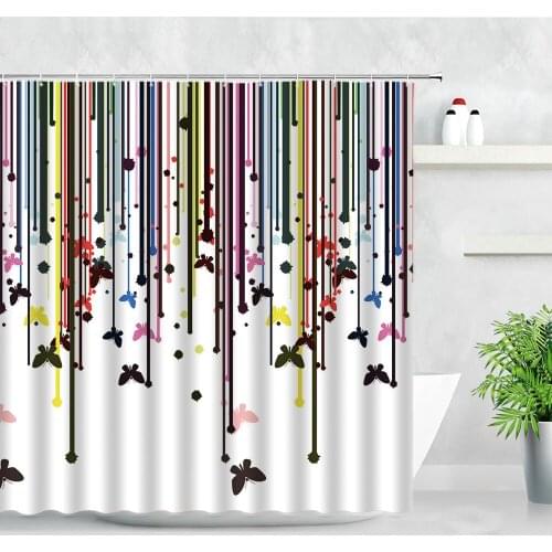 3D Modern Abstract Art Shower Curtains Water Color Line Butterfly Nordic Decor Waterproof Hooks Bath Screen Bathroom Curtain Set
