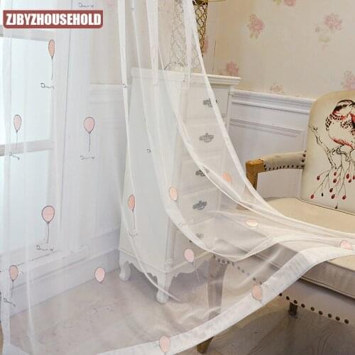Cartoon Balloon Embroidery Curtain Tulle for Living Room Bedroom Childrens Room Window Screening Kitchen Sheer Curtain