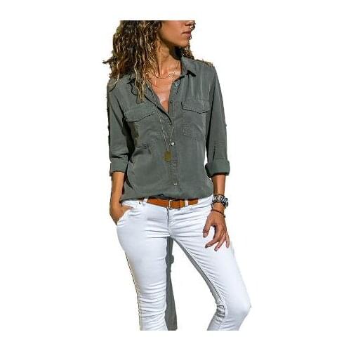 Women Blouse Tops Holiday Plain Long Sleeve Loose Comfy Casual