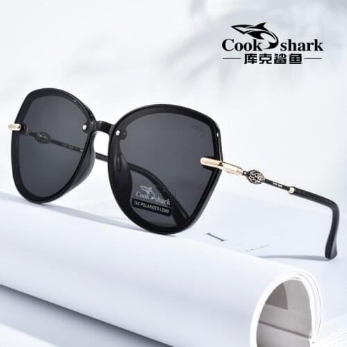 Cook Shark 2020 new big frame sunglasses ladies Korean version of tide sunglasses polarized driving UV protection glasses