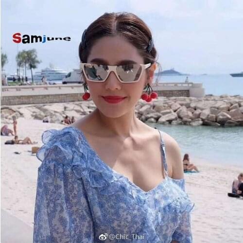 Samjune 2018 Brand Cat Eye Sunglasses Half Frame Women Gradient Sun Glasses Fashion Female Party Oculos UV400 Shades