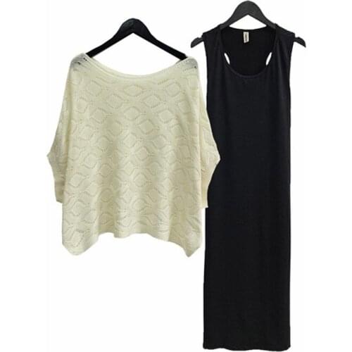 Tops +thin Dress Women Two-Piece Suits Summer Autumn Korean Style Loose Checkered Pattern Hollow