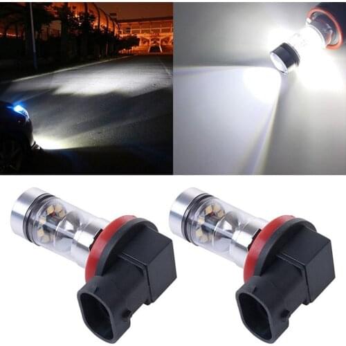 1 Pair H11 20LED 100W High Power Projector Fog Driving Light Bulbs - White