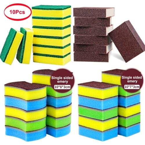 10Pcs Dishwashing Sponge Kitchen Cleaning Tools Nano Emery Magic Clean Rub Pot Rust Focal Stains Sponge Removing Cleaning Sponge