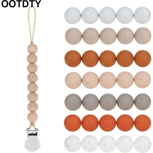 15mm 20pcs/lot Solid color Silicone Loose Beads Safe Teether Round Baby Teething Beads DIY Chewable Pacifier Chain Baby Products